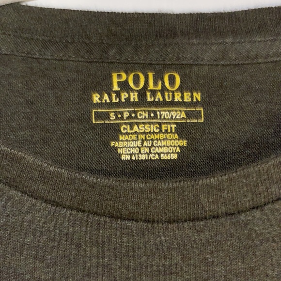 Polo Ralph Lauren Mens small long sleeve olive green with tan polo man small - Picture 8 of 11